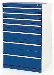bott Műhely fiókos szekrény Bott Cubio, 120 x 80 x 75 cm, 7 fiókos, szürke-kék