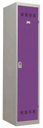 Vinco hegesztett öltözőszekrény válaszfallal, 1 rekeszes, 400 mm, forgóretesszel, szürke/lila