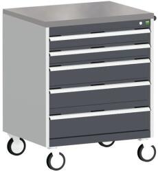 bott Cubio mobil komód, 99 x 80 x 65 cm, 5 fiókos, linóleum, szürke-antracit