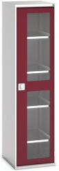 bott Műhelyszekrény átlátszó ajtókkal Bott Verso, 200 x 52, 5 x 55 cm, 4 polcos, szürke-piros