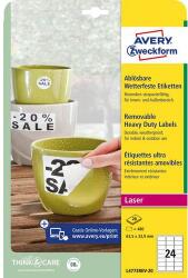 Avery Zweckform leszedhető öntapadós címke, matt, fehér, 63, 5 x 33, 9 mm