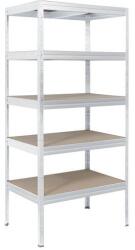 Kovona Beburos fém polcállvány, alapkivitel, 177 x 90 x 45 cm, 875 kg, 5 polccal, fehér