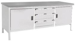 bott Műhelyasztal Bott Cubio Tároló, 84 x 200 x 75 cm, 2 szekrény, 3 fiók, linóleum, szürke-szürke