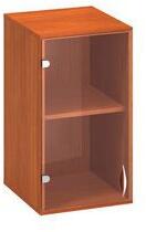 Alfa Office Alfa 500 alacsony, keskeny hozzáépíthető szekrény, 71, 7 x 40 x 45, 8 cm, üvegajtóval - balos kivitel, cseresznye mintázat