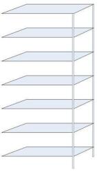 Schulte Design Taranis fém polcállvány, hozzáépíthető, 300 x 130 x 50 cm, 600 kg, 7 polccal, ezüst