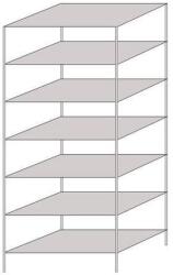 Schulte Design Hathor fém polcállvány, kétoldalú, alapkivitel, 230 x 100 x 60 cm, 1 100 kg, 7 polc, világosszürke
