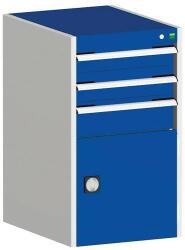 bott Műhely fiókos szekrény Bott Cubio, 90 x 52, 5 x 52, 5 cm, 3 fiók, 1 szekrény, szürke-kék