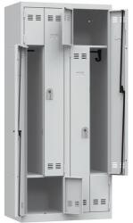 Vinco hegesztett öltözőszekrény, Z-ajtóval, 4 rekesszel, hengerzárral, szürke/szürke