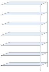 Schulte Design Hathor fém polcállvány, hozzáépíthető, 230 x 130 x 30 cm, 1 100 kg, 7 polc, horganyzott
