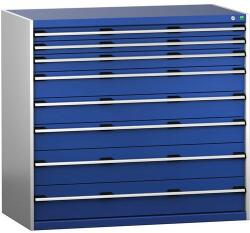 bott Műhely fiókos szekrény Bott Cubio 200, 120 x 130 x 75 cm, 8 fiókos, szürke-kék
