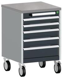bott Cubio mobil komód, 79 x 52, 5 x 52, 5 cm, 5 fiókos, linóleum, szürke-antracit