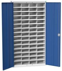 bott Verso fém műhelyszekrény rekesszel, 200 x 105 x 35 cm, 60 rekeszes, szürke-kék