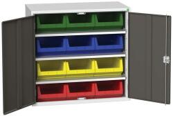 bott Verso szekrény dobozokkal, 100 x 105 x 55 cm, 3 polccal, 12 dobozzal, szürke-antracit