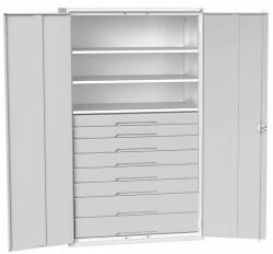 bott Fiókos műhelyszekrény Bott Verso, 200 x 130 x 55 cm, 3 polc, 8 fiók, szürke-szürke