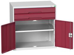 bott Műhely fiókos szekrény Bott Verso, 80 x 80 x 55 cm, 2 fiók, 1 szekrény, szürke-piros