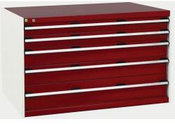 bott Műhely fiókos szekrény Bott Cubio, 80 x 130 x 75 cm, 5 fiókos, szürke-piros