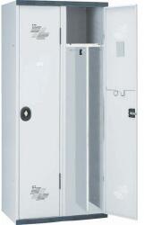 Acial hegesztett öltözőszekrény válaszfallal, 2 rekeszes, 400 mm, forgóretesszel, szürke/szürke