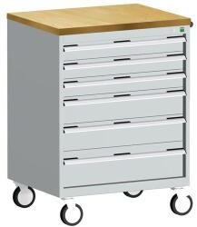 bott Cubio mobil fiókos szekrény, 109 x 80 x 65 cm, 6 fiókos, multiplex, szürke-kék