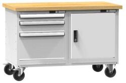 POLAK Mobil műhelyasztal PPS-5M, 1200 x 700 x 810 mm, MULTIPLEX, szürkésszürke