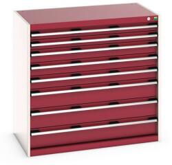 bott Műhely fiókos szekrény Bott Cubio 200, 100 x 105 x 65 cm, 8 fiókos, szürke-piros