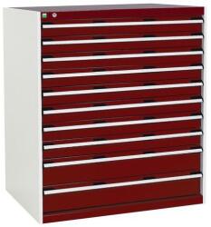 bott Műhely fiókos szekrény Bott Cubio, 120 x 105 x 75 cm, 10 fiókos, szürke-piros