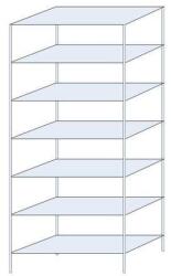 Schulte Design Ogmios fém polcállvány, alapkivitel, 300 x 130 x 60 cm, 2300 kg, 7 polc, 250 kg/polc, horganyzott