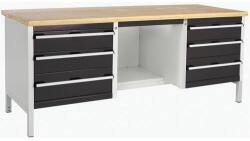 bott Műhelyasztal Bott Cubio Tároló, 84 x 200 x 75 cm, 6 fiók, polc, multiplex, szürke-antracit