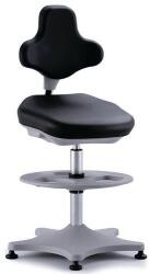 Bimossa Labster Bimos 9101E munka antisztatikus ESD szék kerekekkel és kör alakú lábtartóval, poliuretán, fekete