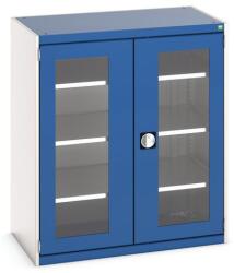 bott Műhelyszekrény átlátszó ajtókkal Bott Cubio, 120 x 105 x 65 cm, 3 polccal, szürke-kék