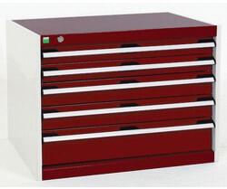 bott Műhely fiókos szekrény Bott Cubio, 60 x 80 x 75 cm, 5 fiókos, szürke-piros