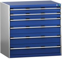 bott Műhely fiókos szekrény Bott Cubio 200, 100 x 105 x 75 cm, 6 fiókos, szürke-kék
