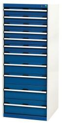 bott Műhely fiókos szekrény Bott Cubio, 160 x 65 x 75 cm, 11 fiókos, szürke-kék