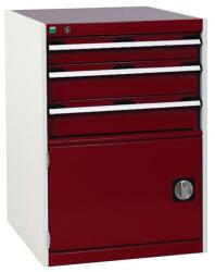 bott Műhely fiókos szekrény Bott Cubio, 90 x 65 x 65 cm, 3 fiók, 1 szekrény, szürke-piros