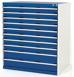 bott Műhely fiókos szekrény Bott Cubio, 120 x 105 x 65 cm, 10 fiókos, szürke-kék
