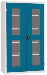 Acial fém műhelyszekrény, 198 x 120 x 50 cm, átlátszó ajtóval