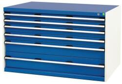 bott Műhely fiókos szekrény Bott Cubio, 80 x 130 x 75 cm, 6 fiókos, szürke-kék