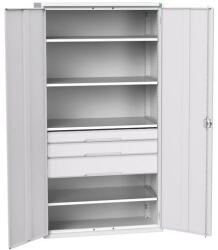 bott Fiókos műhelyszekrény Bott Verso, 200 x 105 x 55 cm, 4 polc, 3 fiók, szürke-szürke