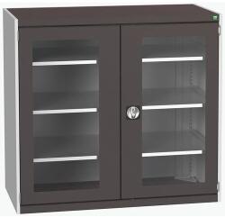 bott Műhelyszekrény átlátszó ajtókkal Bott Cubio, 120 x 130 x 65 cm, 3 polccal, szürke-antracit