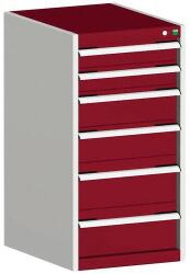 bott Műhely fiókos szekrény Bott Cubio, 100 x 52, 5 x 52, 5 cm, 6 fiókos, szürke-piros