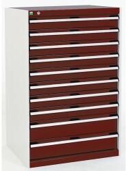 bott Műhely fiókos szekrény Bott Cubio, 120 x 80 x 65 cm, 10 fiókos, szürke-piros