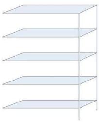 Schulte Design Ogmios fém polcállvány, hozzáépíthető, 200 x 130 x 40 cm, 1300 kg, 5 polc, 250 kg/polc, horganyzott