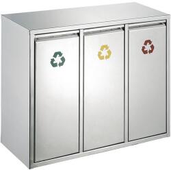 V-Part Szelektív szemetes, 3x8 l, matt rozsdamentes acél