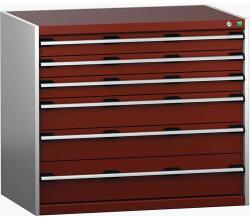 bott Műhely fiókos szekrény Bott Cubio 200, 90 x 105 x 75 cm, 6 fiókos, szürke-piros
