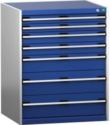 bott Műhely fiókos szekrény Bott Cubio 200, 100 x 80 x 75 cm, 7 fiókos, szürke-kék
