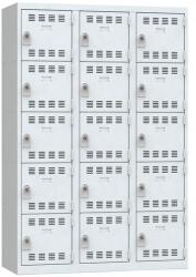 Vinco hegesztett öltözőszekrény, 3 oszlopban 15 rekesszel, 400 mm, forgóretesszel, szürke/szürke