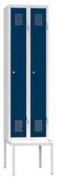 Polak Fém szekrény padon, 2 ajtós, 500 x 500 x 2080 mm, szürke-sötétkék