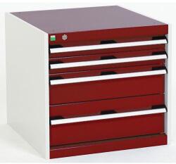 bott Műhely fiókos szekrény Bott Cubio, 60 x 65 x 65 cm, 4 fiókos, szürke-piros