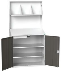 bott Workstation Economy Bott, elválasztó panellel, 2 polccal, 1 fiókkal, 200 x 105 x 55 cm, szürke-antracit