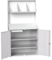 bott Workstation Economy Bott, elválasztó panellel, 2 polccal, 1 fiókkal, 200 x 105 x 55 cm, szürke-szürke