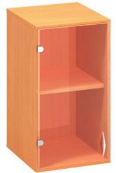 Alfa Office Alfa 500 alacsony, keskeny hozzáépíthető szekrény, 71, 7 x 40 x 45, 8 cm, üvegajtóval - balos kivitel, bükk Bavaria mintázat